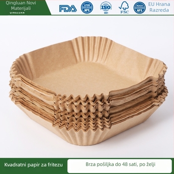 Kvadratni papir za zračnu fritezu, papir za pečenje sa silikonskim uljem, 40 g/m², upija ulje
