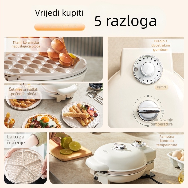 Gofr mak s dvostrukim pločama, model EL-3025, 750W, 220V/50Hz, mehaničko upravljanje