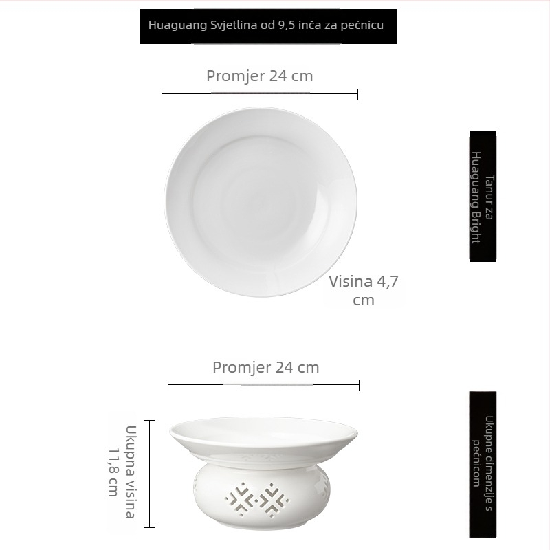 Porcelanski izolirani tanjur za posluživanje, okrugli, kineskog stila, jednostavan dizajn