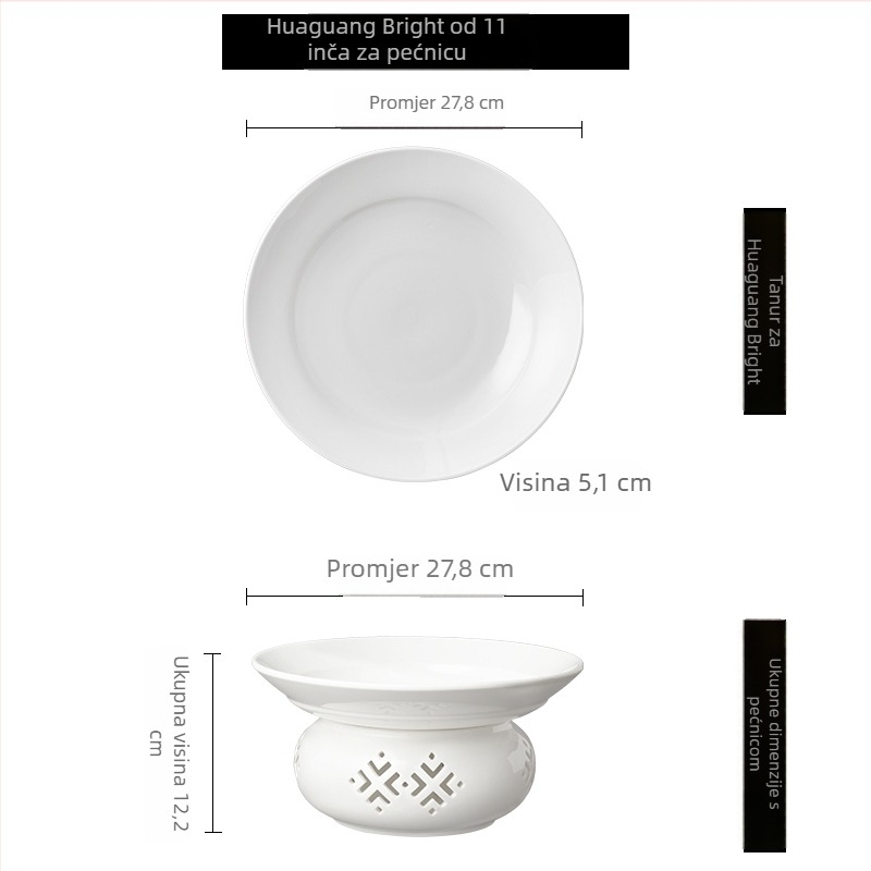 Porcelanski izolirani tanjur za posluživanje, okrugli, kineskog stila, jednostavan dizajn