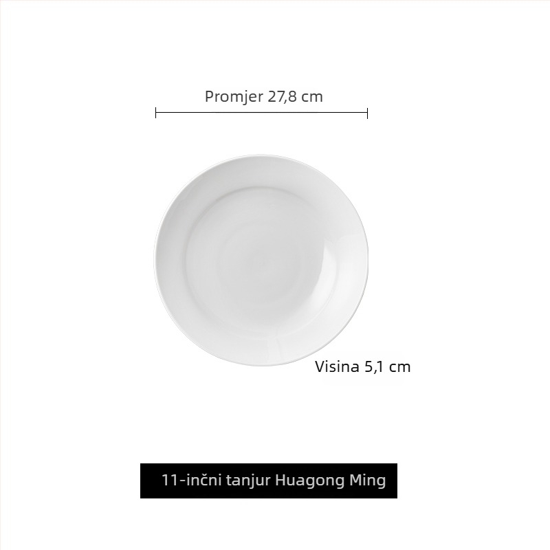 Porcelanski izolirani tanjur za posluživanje, okrugli, kineskog stila, jednostavan dizajn