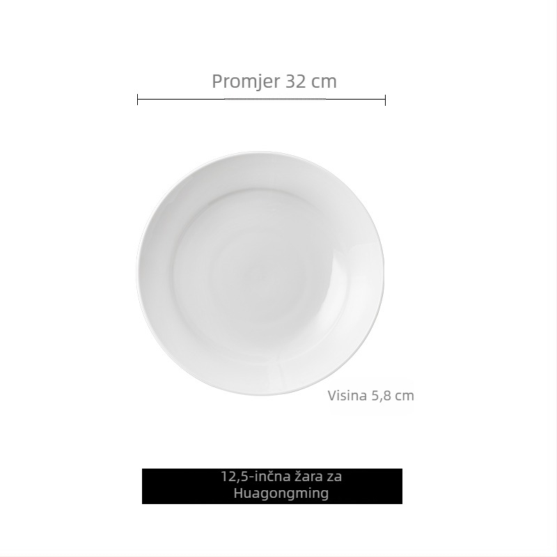 Porcelanski izolirani tanjur za posluživanje, okrugli, kineskog stila, jednostavan dizajn
