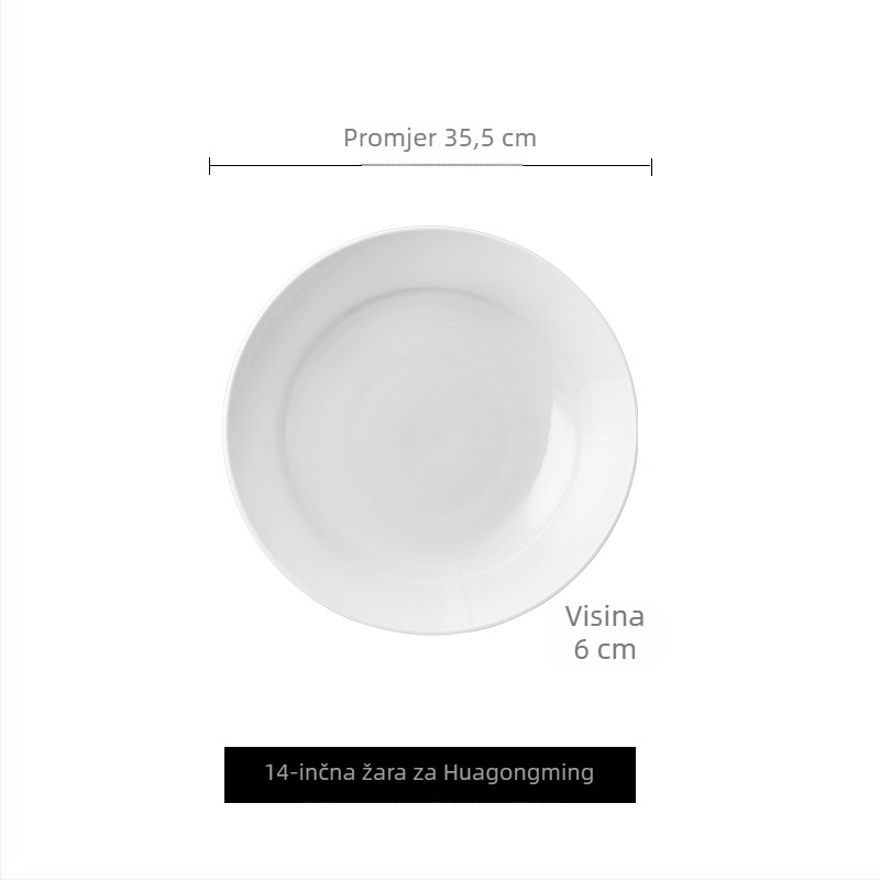 Porcelanski izolirani tanjur za posluživanje, okrugli, kineskog stila, jednostavan dizajn