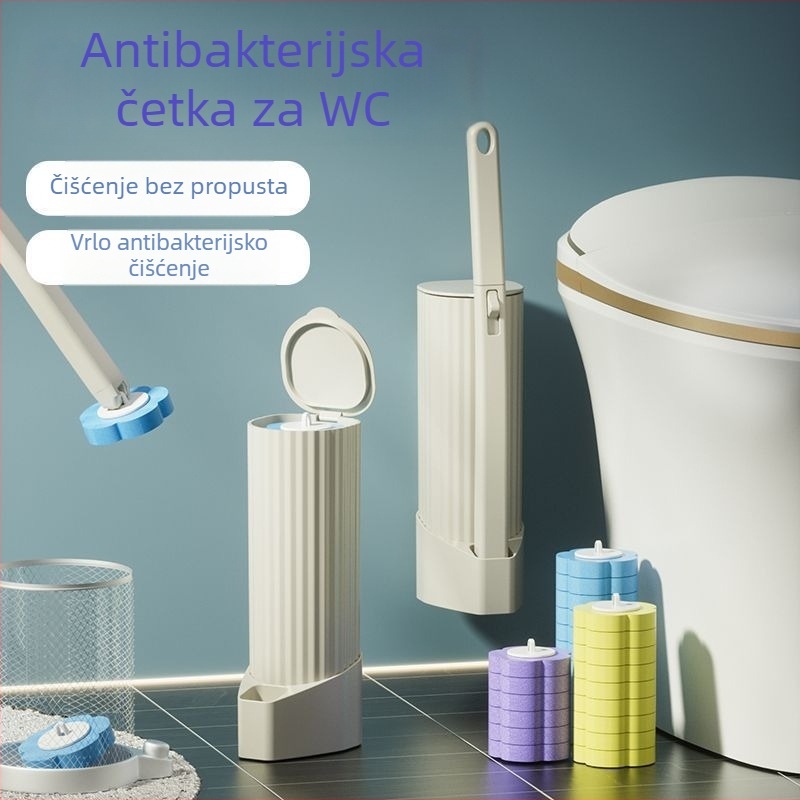 Jednokratni set četke za WC, zidni nosač, zamjenjivi nastavci, plastična konstrukcija