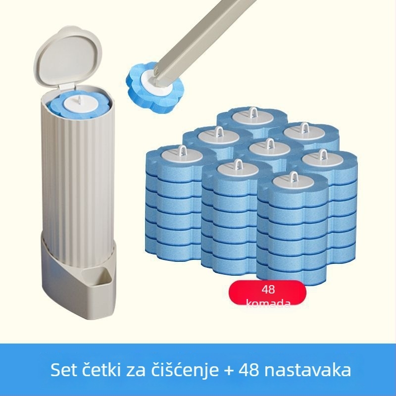 Jednokratni set četke za WC, zidni nosač, zamjenjivi nastavci, plastična konstrukcija