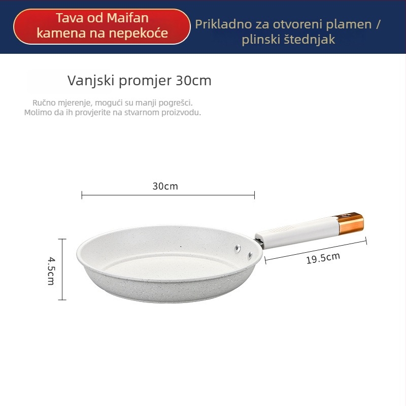 Tava za prženje s nelepivim premazom, višenamjenska, od finog željeza, višeslojno dno, pogodna za plinsku ploču