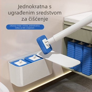 Jednokratni set četke za WC s držačem na zid za kupaonicu, čišćenje teških kutova, plastika