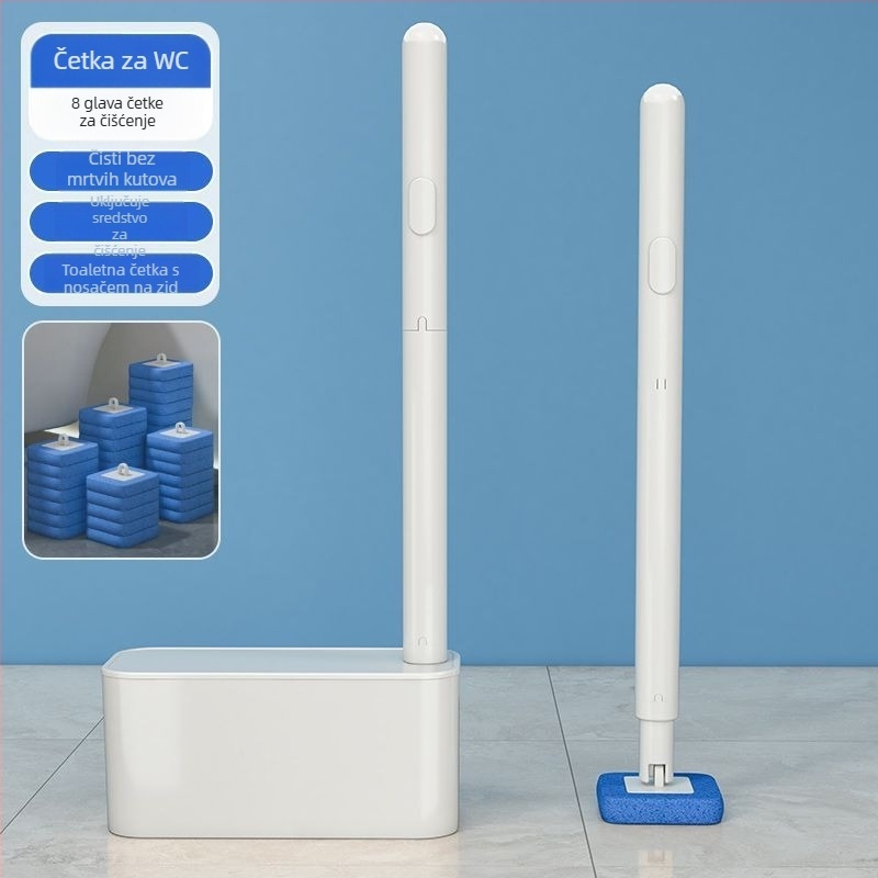 Jednokratni set četke za WC s držačem na zid za kupaonicu, čišćenje teških kutova, plastika