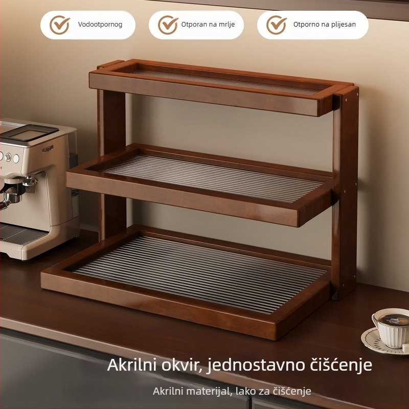 Stolni 3-etažni držač za šalice – Materijal Nanzhu, Višefunkcionalno, Jednostavan i moderan dizajn