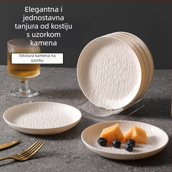 Posuda za kost s kamnatim uzorkom, plastična, okrugla, stil lagani luksuz, mogućnost prilagodbe loga, nije pogodno za mikrovalnu pećnicu