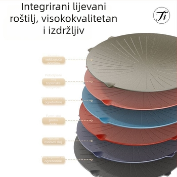 Električna grill tava, kvadratna konstrukcija od aluminijske legure, elektroforetski premaz, sklopivi dizajn