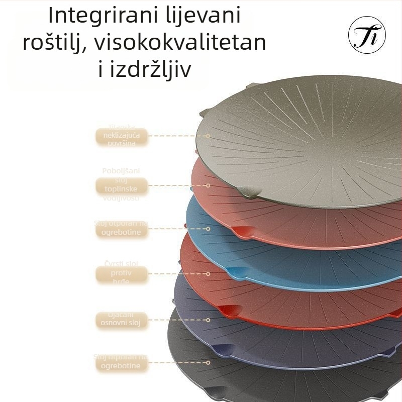 Električna grill tava, kvadratna konstrukcija od aluminijske legure, elektroforetski premaz, sklopivi dizajn