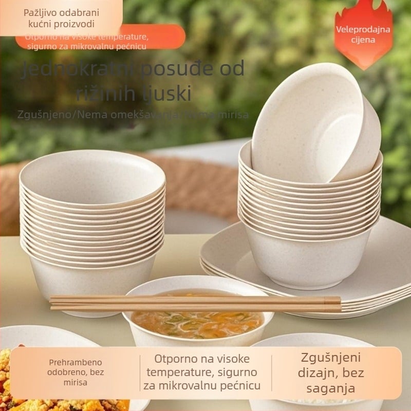 Jednokratni set posuđa od aluminijske folije, prehrambene kvalitete, debeli tanjuri, otporni na visoke temperature, za vanjsku uporabu.