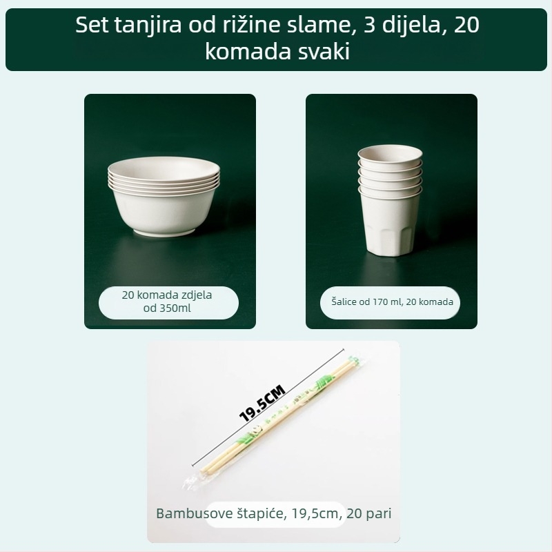 Jednokratni set posuđa od aluminijske folije, prehrambene kvalitete, debeli tanjuri, otporni na visoke temperature, za vanjsku uporabu.