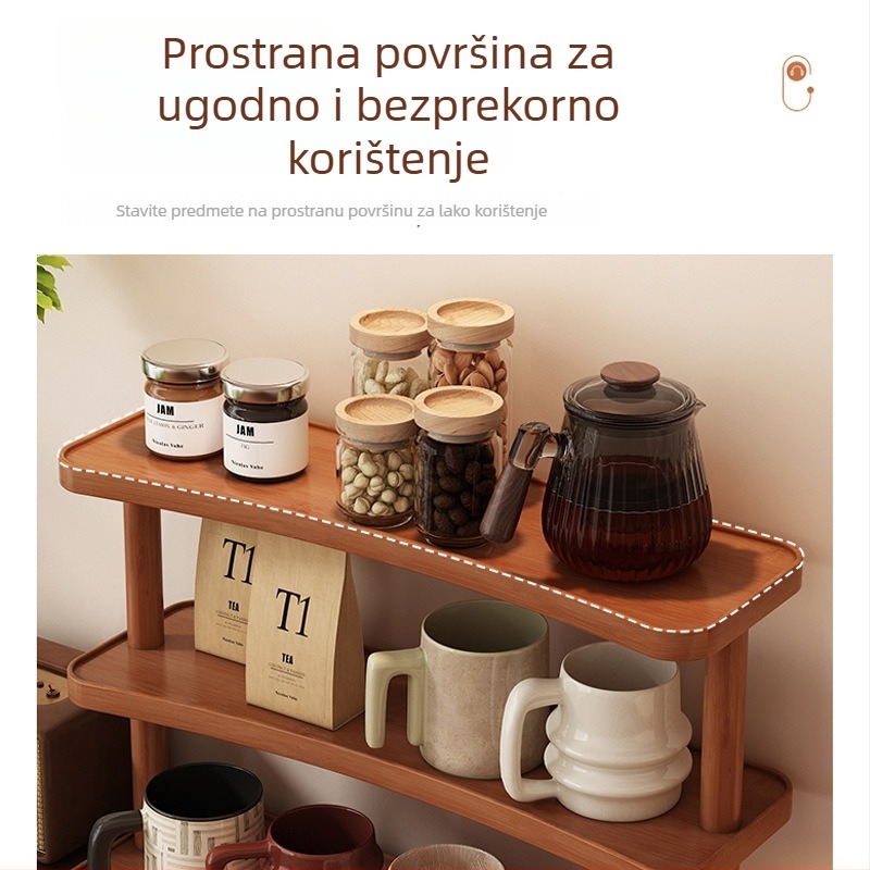3-slojni držač za čaše za stolnu ploču, dnevnu sobu i kuhinju, materijal Nanzhu, prašinu otporan, rastavljiv