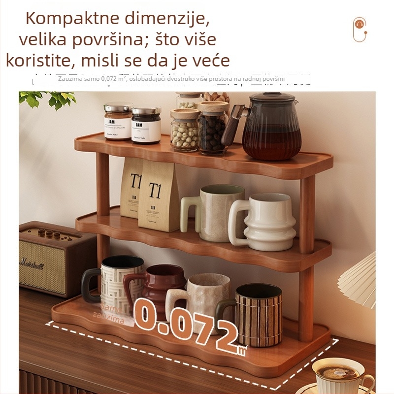 3-slojni držač za čaše za stolnu ploču, dnevnu sobu i kuhinju, materijal Nanzhu, prašinu otporan, rastavljiv