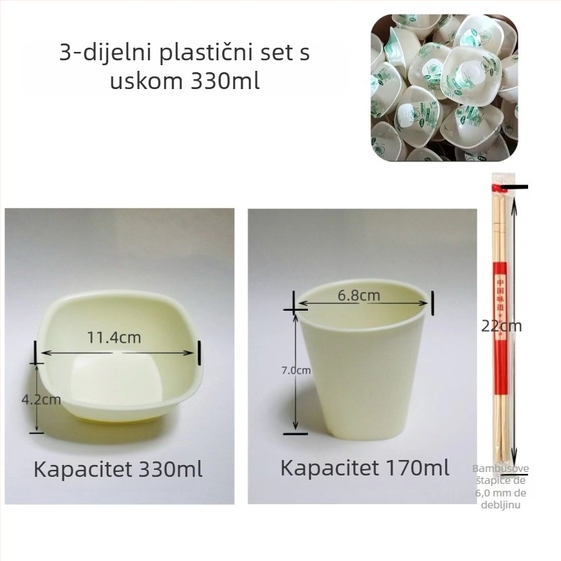Set posuđa od rižine ljuske, jednokratna upotreba, biološki razgradivo, deblji i otporan, za okupljanja, kampiranje i restorane