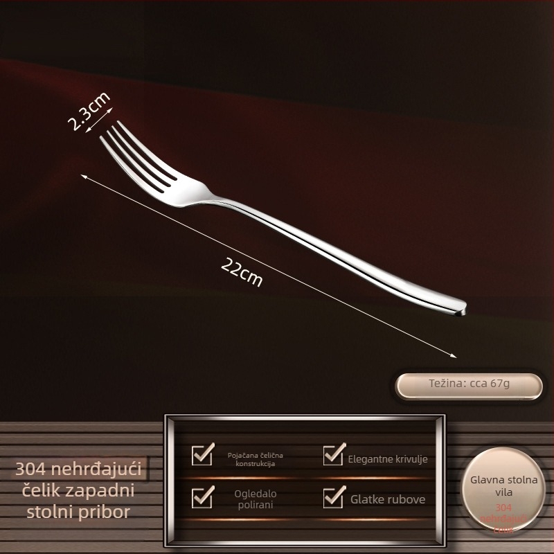 Set noževa, vilice i žlice za steak od 304 nehrđajućeg čelika s ogoljskim završnim slojem; ručna izrada i mogućnost prilagodbe logotipa