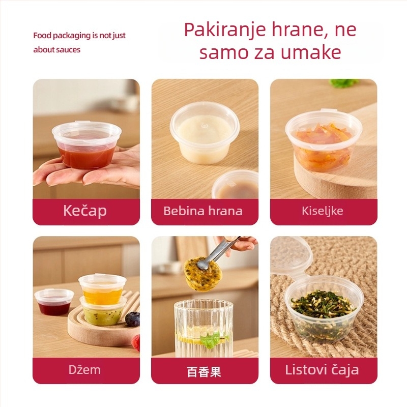 Han sheng jednokratne kružne posudice za umak od PP, velike kapacitete, za takeaway, prehrambeni plast