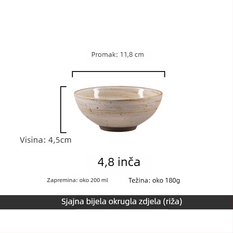 Set porculanskog posuđa Porcelain chime, retro stil, okrugli oblik, glazirana površina, prikladno za mikrovalnu pećnicu