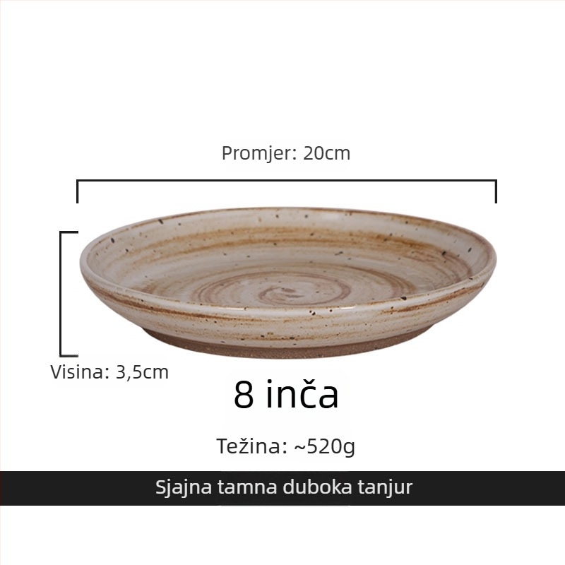 Set porculanskog posuđa Porcelain chime, retro stil, okrugli oblik, glazirana površina, prikladno za mikrovalnu pećnicu