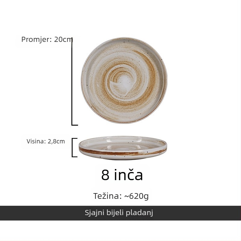 Set porculanskog posuđa Porcelain chime, retro stil, okrugli oblik, glazirana površina, prikladno za mikrovalnu pećnicu