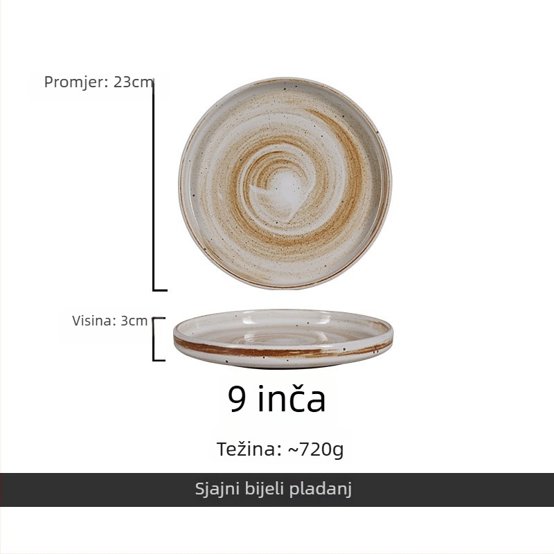 Set porculanskog posuđa Porcelain chime, retro stil, okrugli oblik, glazirana površina, prikladno za mikrovalnu pećnicu