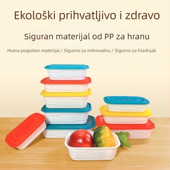 Pravokutna jednokratna kutija za obrok s poklopcem, PP materijal, mikrovalna sigurna, mehanizam zaključavanja s više mrežica, mogućnost tiska logotipa