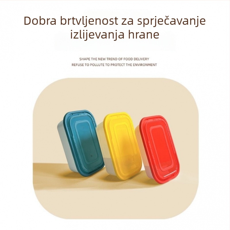 Pravokutna jednokratna kutija za obrok s poklopcem, PP materijal, mikrovalna sigurna, mehanizam zaključavanja s više mrežica, mogućnost tiska logotipa