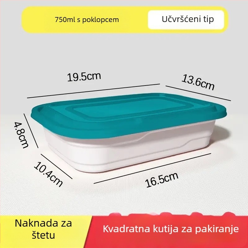 Pravokutna jednokratna kutija za obrok s poklopcem, PP materijal, mikrovalna sigurna, mehanizam zaključavanja s više mrežica, mogućnost tiska logotipa