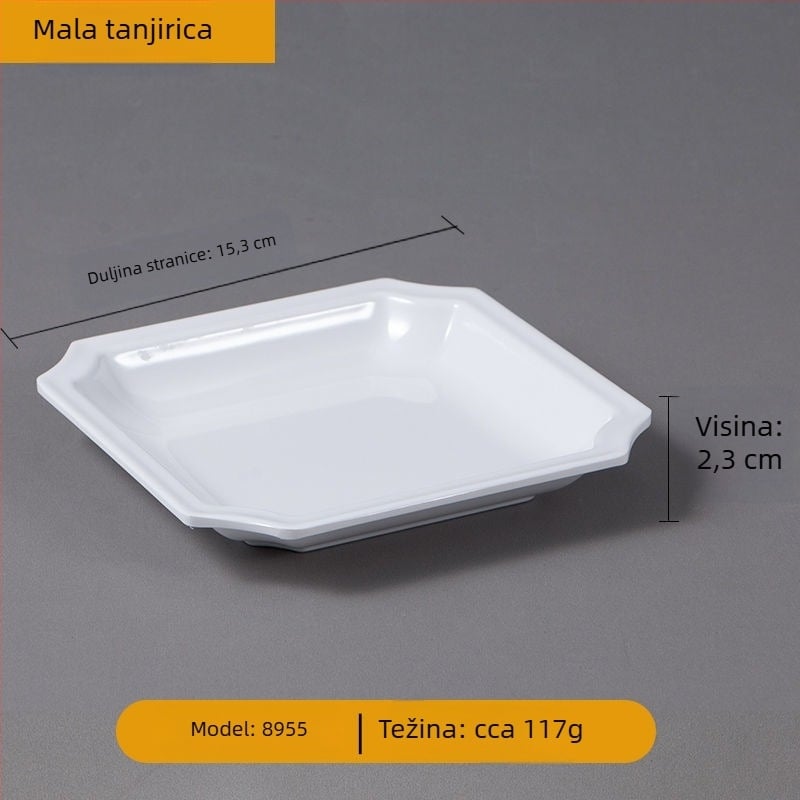 Tanjur za serviranje od melamina, nepravilnog oblika, kineski stil, površina s podglazurnom bojom.
