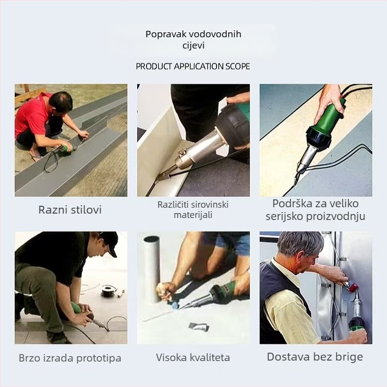 Dugačka mlaznica od nehrđajućeg čelika za pištolj za zavarivanje plastike s toplim zrakom, kompatibilan s WP9/20/25/17/18/26, Rongqing hardware