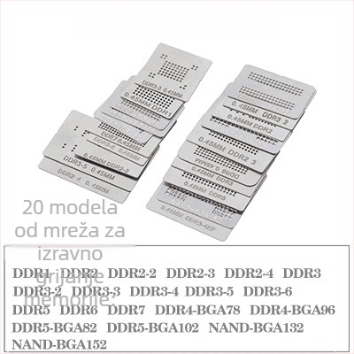 TMYLOKU BGA mreža za postavljanje kuglica DDR5 memorije — set od 12/14/20 komada, BGA78/BGA96, izravno grijanje