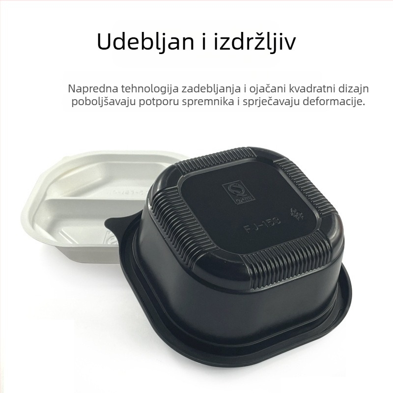 Dvostruka plastična kutija za obrok s poklopcem, mikrovalna sigurnost, pakiranje za dostavu