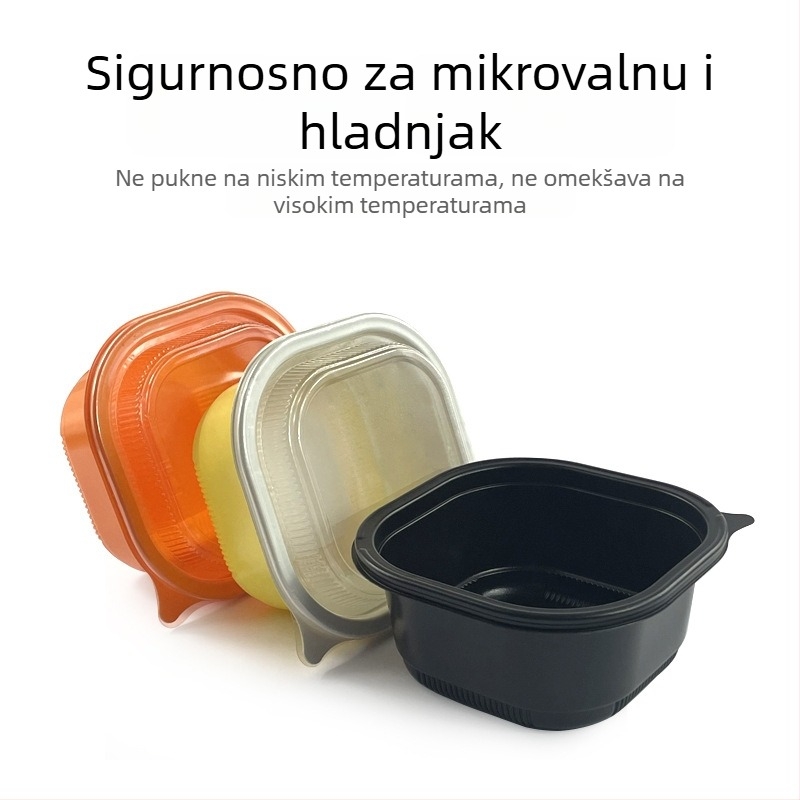 Dvostruka plastična kutija za obrok s poklopcem, mikrovalna sigurnost, pakiranje za dostavu