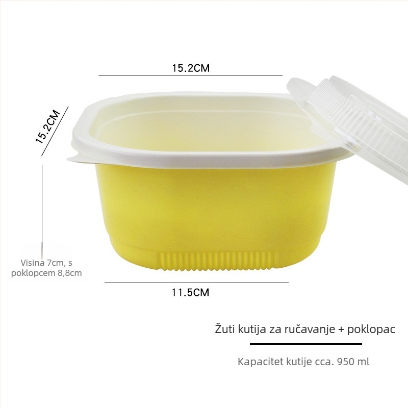 Dvostruka plastična kutija za obrok s poklopcem, mikrovalna sigurnost, pakiranje za dostavu