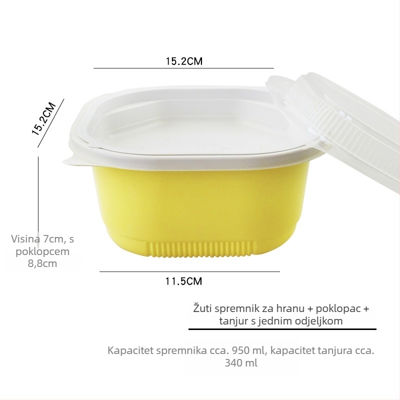 Dvostruka plastična kutija za obrok s poklopcem, mikrovalna sigurnost, pakiranje za dostavu