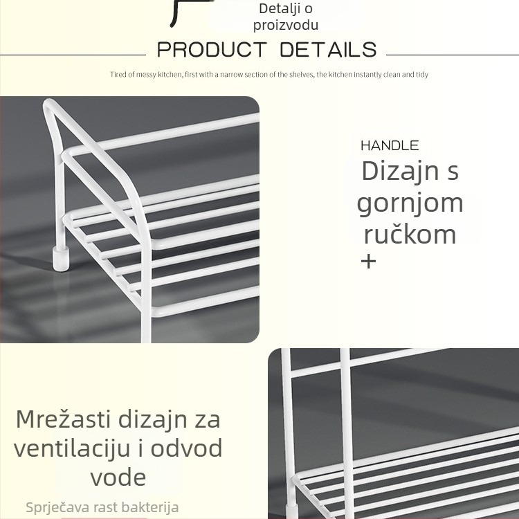 2-etažni metalni kupaonski stolni ormarić — višestruka namjena, prijenosno, bez bušenja