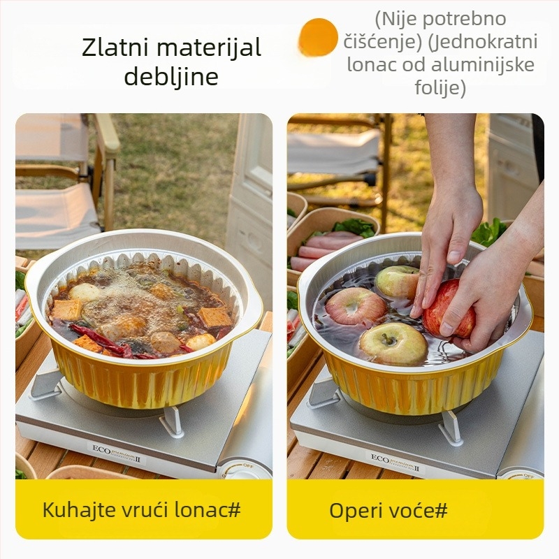 Jednokratni lonac od aluminijske folije za kampiranje i piknik, hranjiva kvaliteta, mogućnost tiskanja logotipa