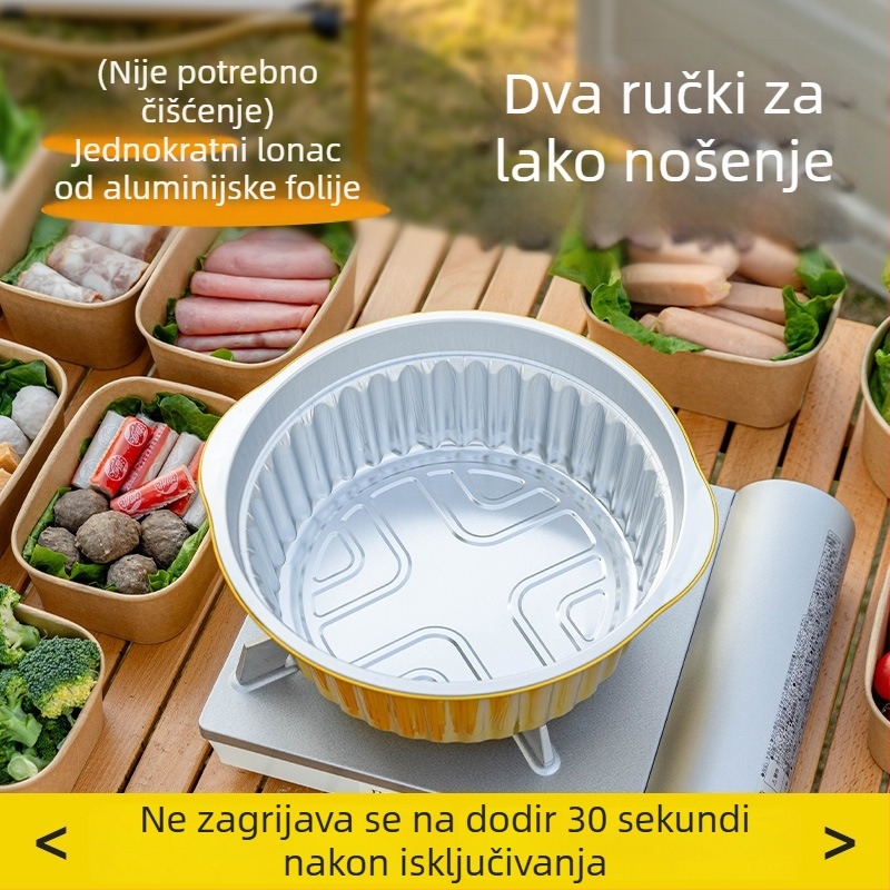 Jednokratni lonac od aluminijske folije za kampiranje i piknik, hranjiva kvaliteta, mogućnost tiskanja logotipa