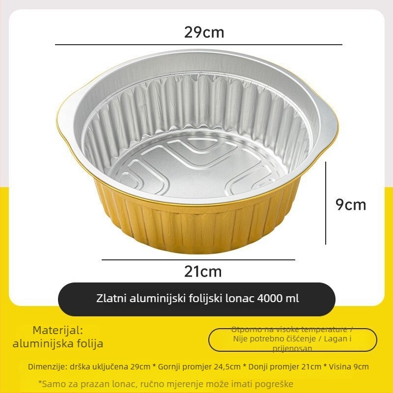 Jednokratni lonac od aluminijske folije za kampiranje i piknik, hranjiva kvaliteta, mogućnost tiskanja logotipa