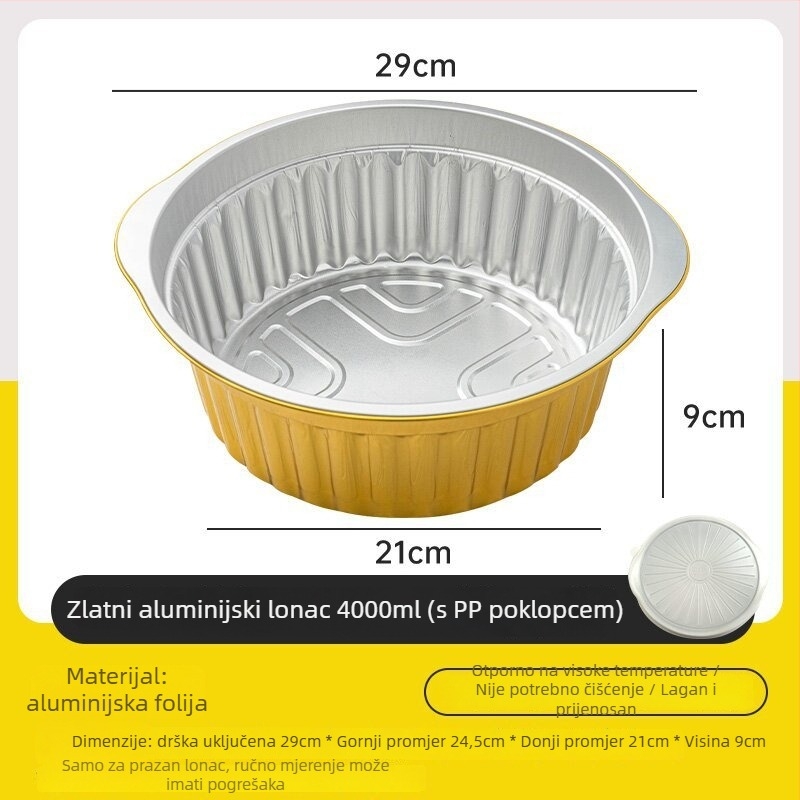 Jednokratni lonac od aluminijske folije za kampiranje i piknik, hranjiva kvaliteta, mogućnost tiskanja logotipa