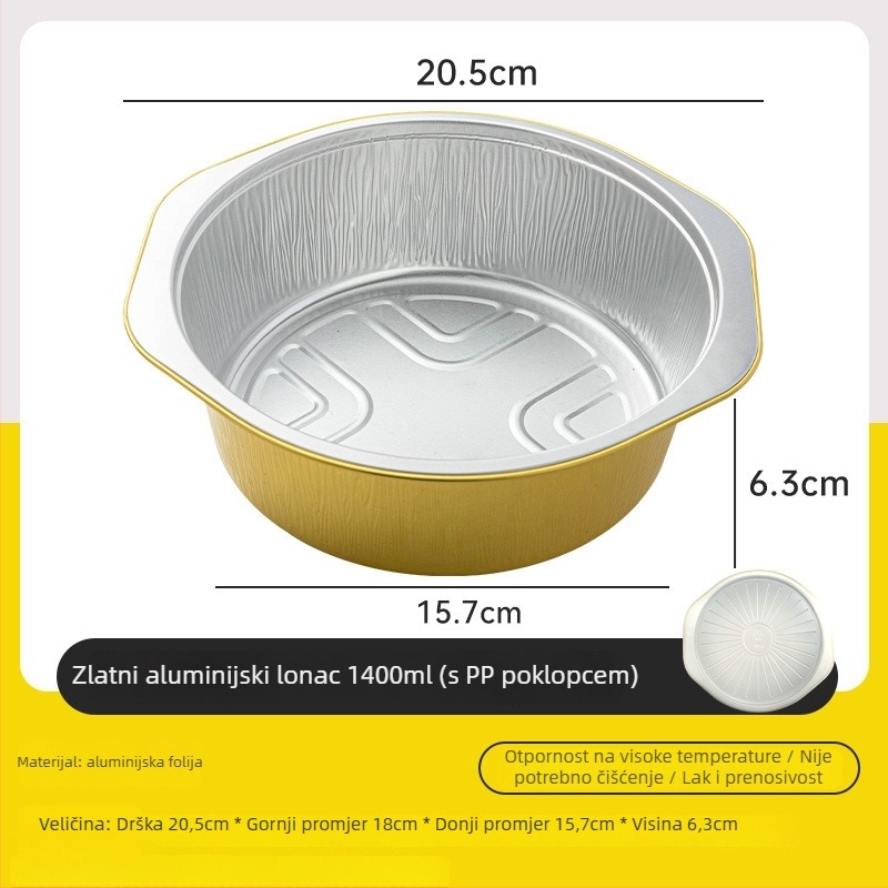 Jednokratni lonac od aluminijske folije za kampiranje i piknik, hranjiva kvaliteta, mogućnost tiskanja logotipa