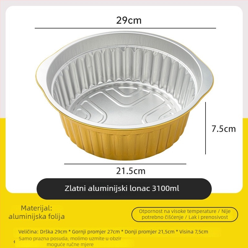 Jednokratni lonac od aluminijske folije za kampiranje i piknik, hranjiva kvaliteta, mogućnost tiskanja logotipa