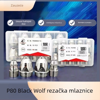 Black Wolf P80 plazma mlaznica – elektroda mlaznica za P80 plazma rezanje; kompatibilno s P80 pištolom; pogodno za rezanje željeznih i nehrđajućih čeličnih ploča