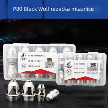 Black Wolf P80 plazma mlaznica – elektroda mlaznica za P80 plazma rezanje; kompatibilno s P80 pištolom; pogodno za rezanje željeznih i nehrđajućih čeličnih ploča