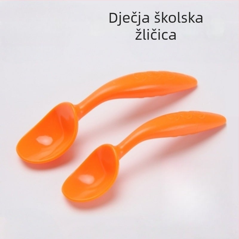 Set žlica s savijenim završetkom za bebe — nehrđajući čelik, edukativni pribor za hranjenje djece iznad 3 mjeseca