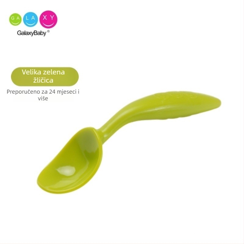 Set žlica s savijenim završetkom za bebe — nehrđajući čelik, edukativni pribor za hranjenje djece iznad 3 mjeseca