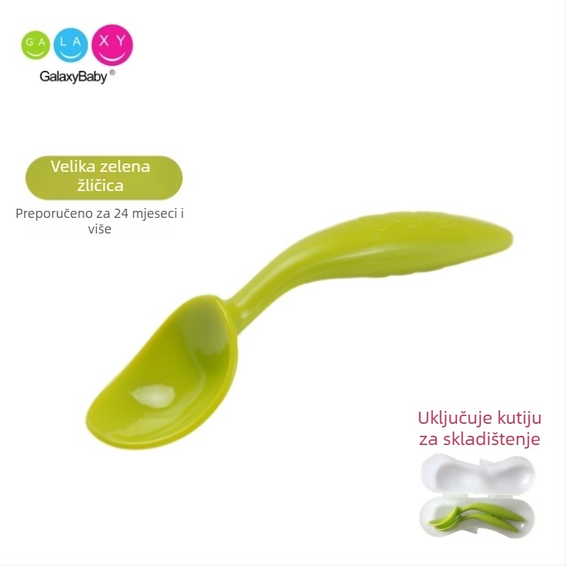 Set žlica s savijenim završetkom za bebe — nehrđajući čelik, edukativni pribor za hranjenje djece iznad 3 mjeseca