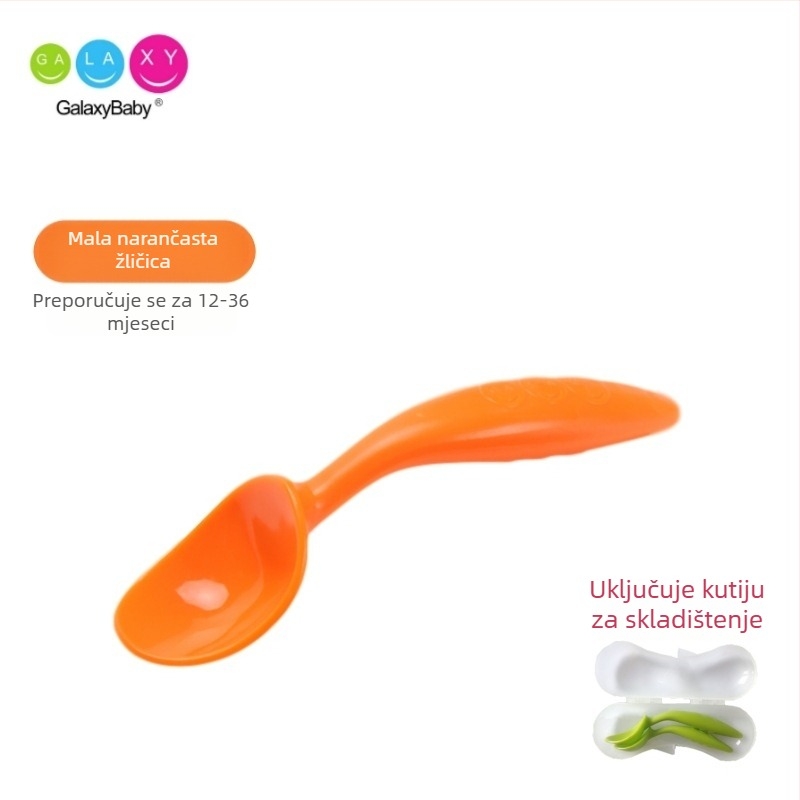 Set žlica s savijenim završetkom za bebe — nehrđajući čelik, edukativni pribor za hranjenje djece iznad 3 mjeseca
